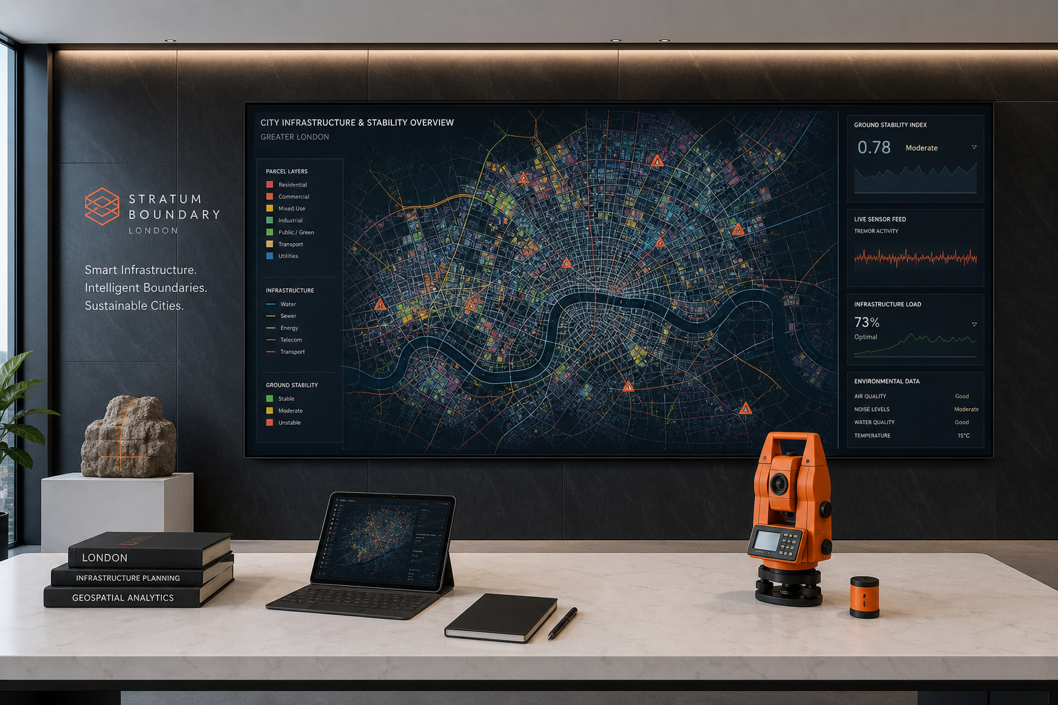 Smart infrastructure urban planning GIS display